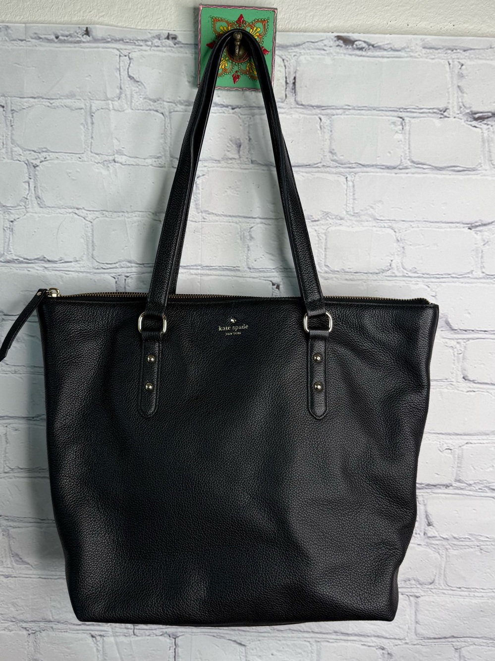Kate Spade Larchmont Avenue Black Pebbled Leather Tote Bag